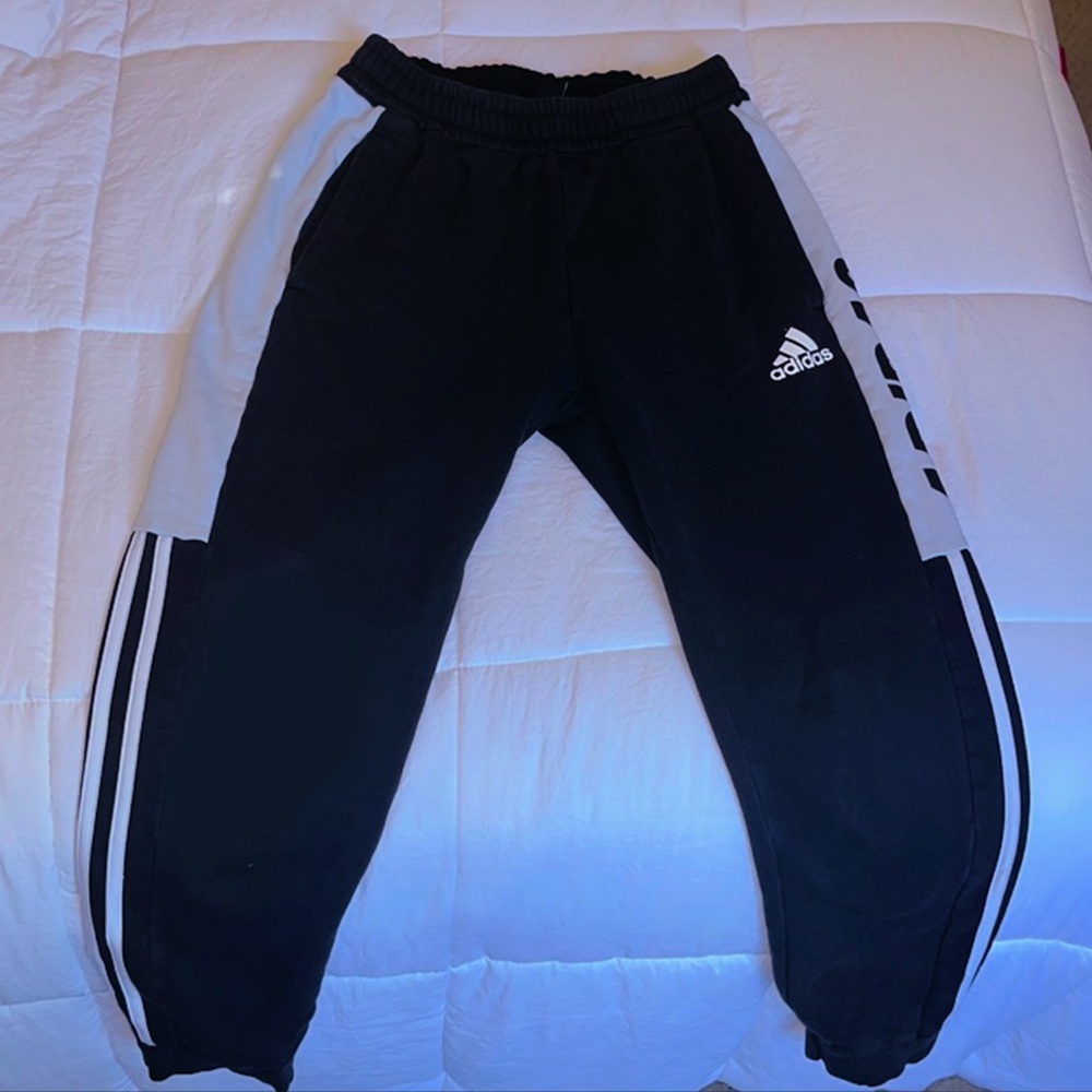Adidas Black Sweatpants w/ White Strip & Adidas logo
